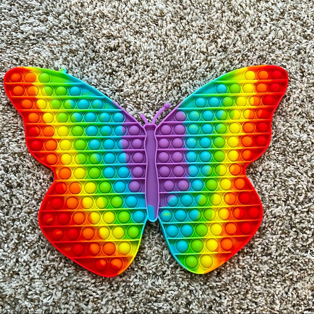 Rainbow butterfly pop it toy.